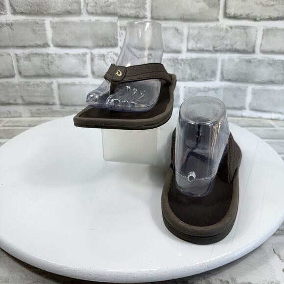 OluKai Women's Size 9 Ohana Sandal Thong Flip Flop Beach Slide Brown Leather - Picture 4 of 10